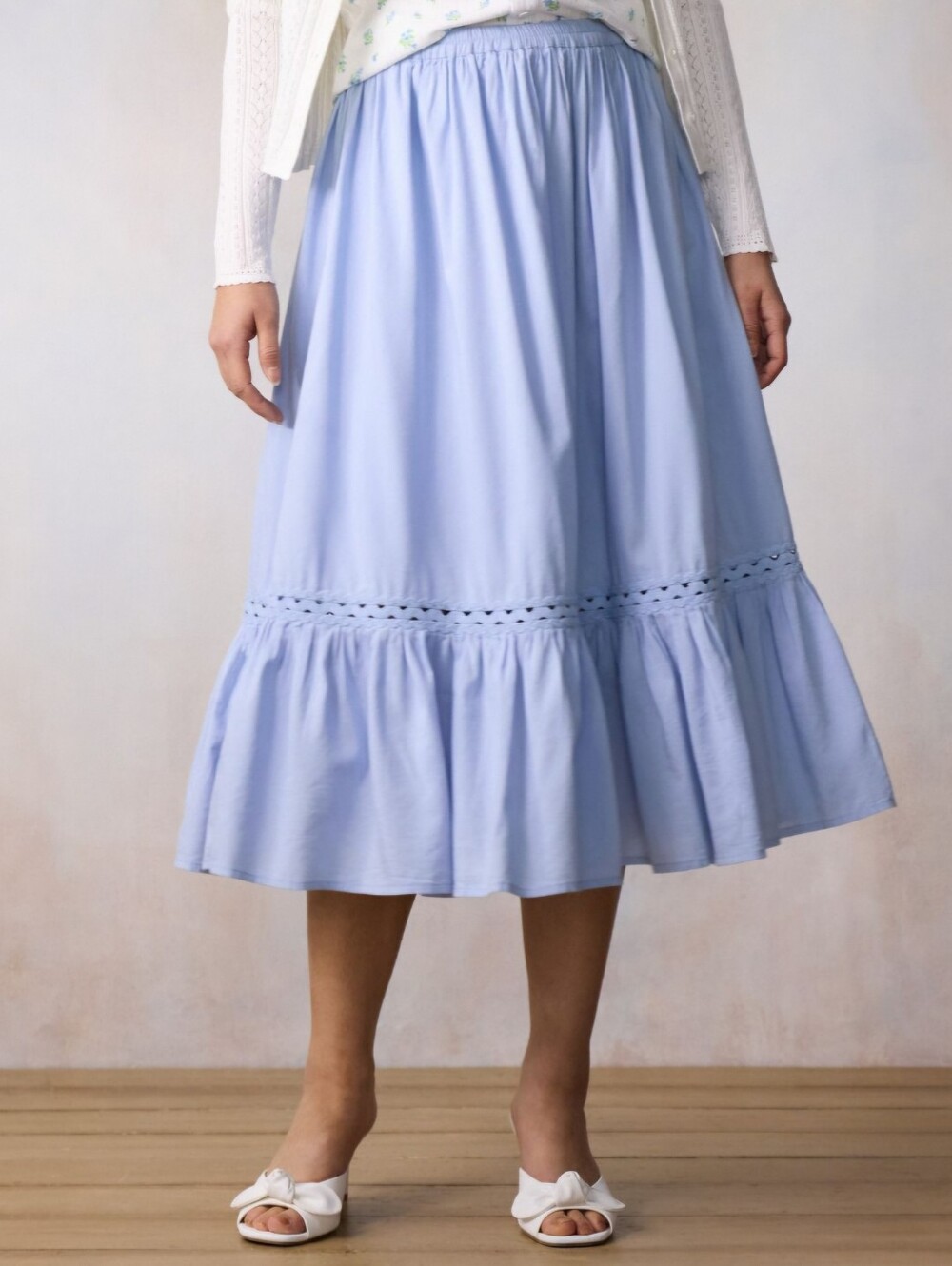LC Lauren Conrad Light Blue Tiered Midi Skirt | Size XXL - NWT